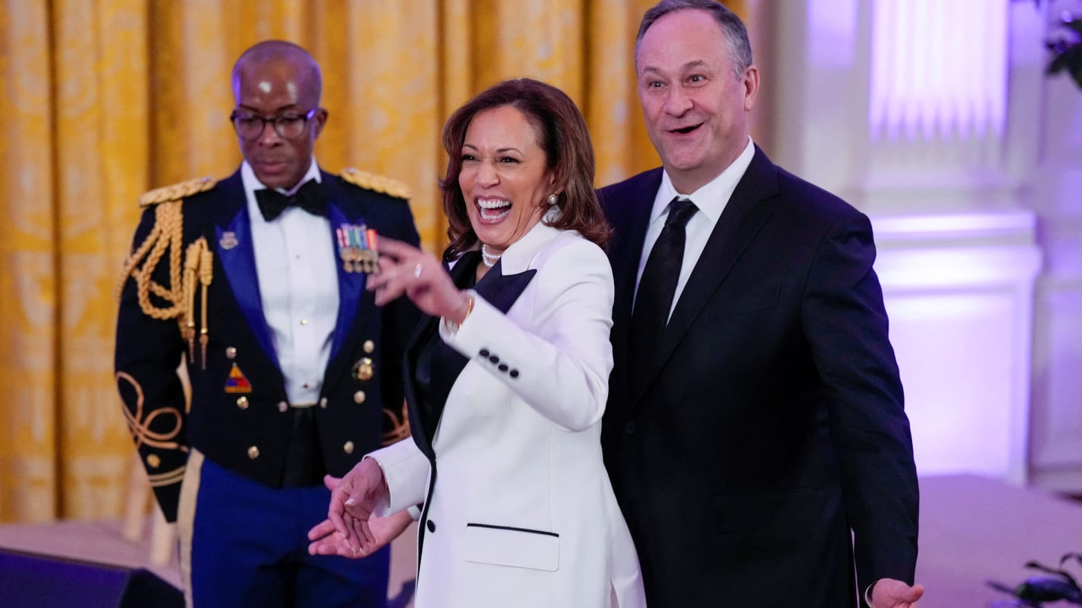 U.S. Vice President Kamala Harris and her husband Doug Emhoff attend an event at the White House in Washington, D.C. on February 11, 2023. 