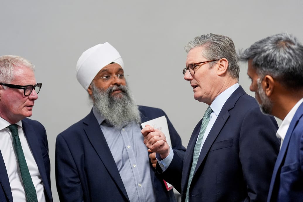 British Prime Minister Keir Starmer speaks to faith and community leaders at the Arden Academy in Solihull, West Midlands, Britain August 8, 2024.