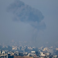 Smoke billows over Gaza after an Israeli airstrike.