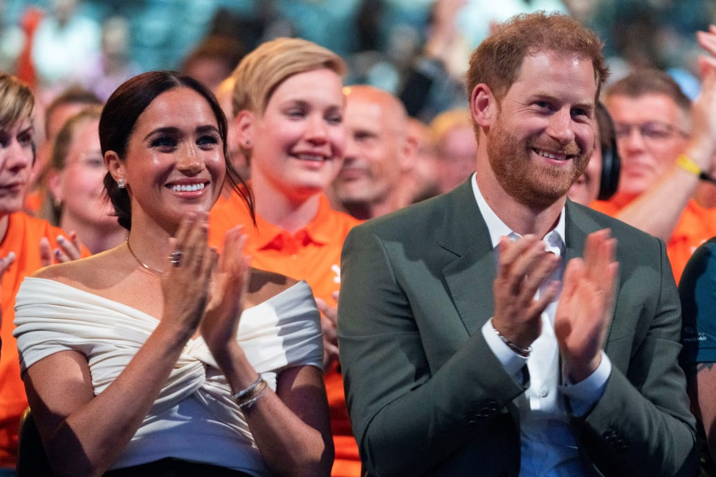 Britain's Prince Harry and Meghan, Duchess of Sussex, attend the opening ceremony of the Invictus Games in The Hague, Netherlands April 16, 2022.
