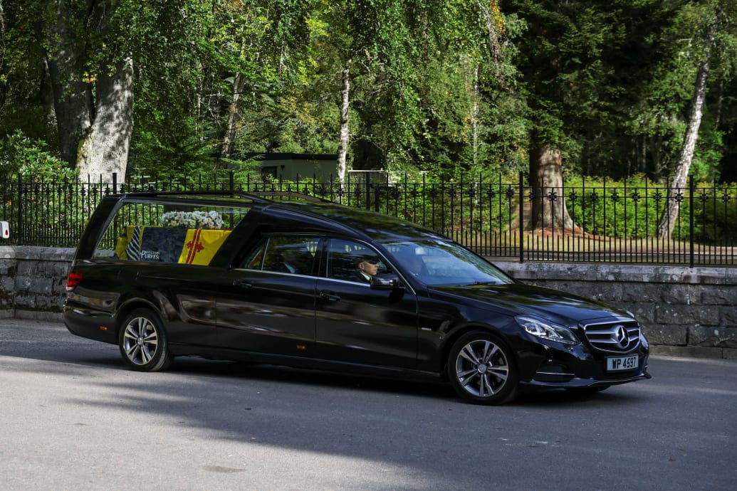 The hearse carrying the coffin of Britain's Queen Elizabeth departs Balmoral Castle, in Balmoral, Scotland, Britain September 11, 2022.