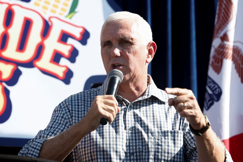 Republican U.S. presidential candidate and former Vice President Mike Pence campaigns for the 2024 Republican presidential nomination at the Iowa State Fair