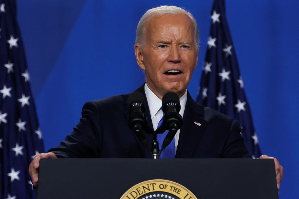 Joe Biden attends a press conference during NATO's 75th anniversary summit, in Washington, U.S., July 11, 2024.