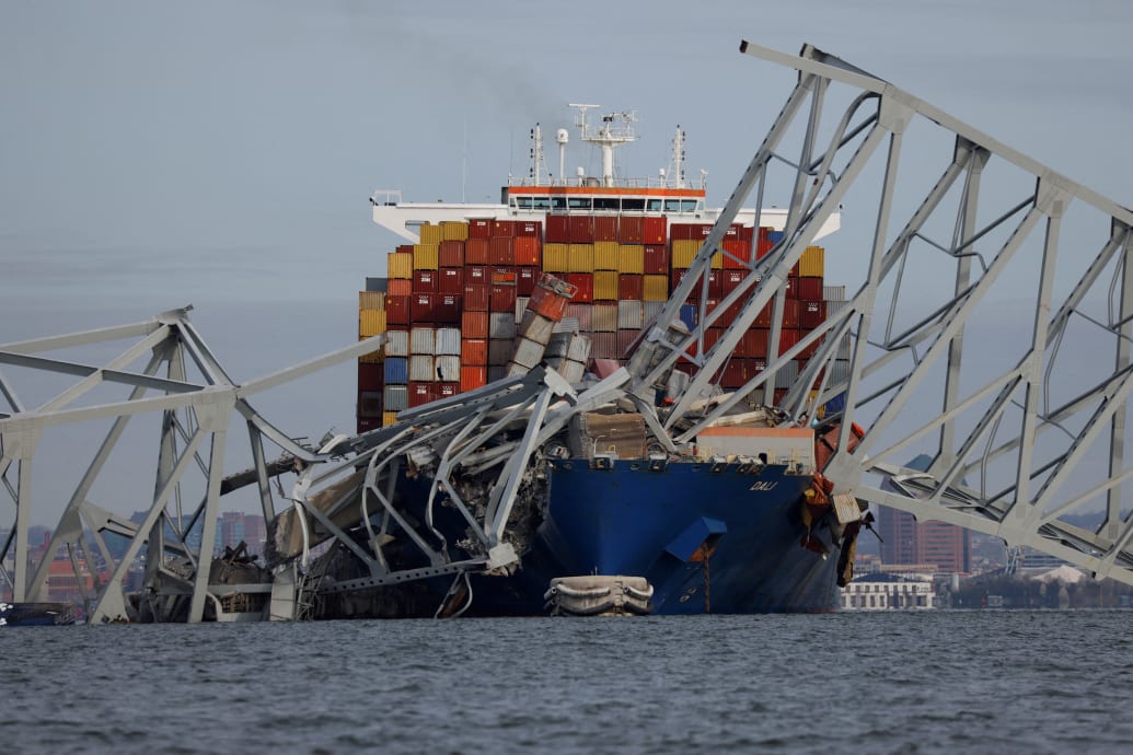 The Dali cargo vessel, which crashed into Baltimore’s Francis Scott Key Bridge Tuesday.