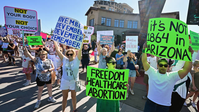 Pro-abortion rights demonstrators rally in Scottsdale, Arizona