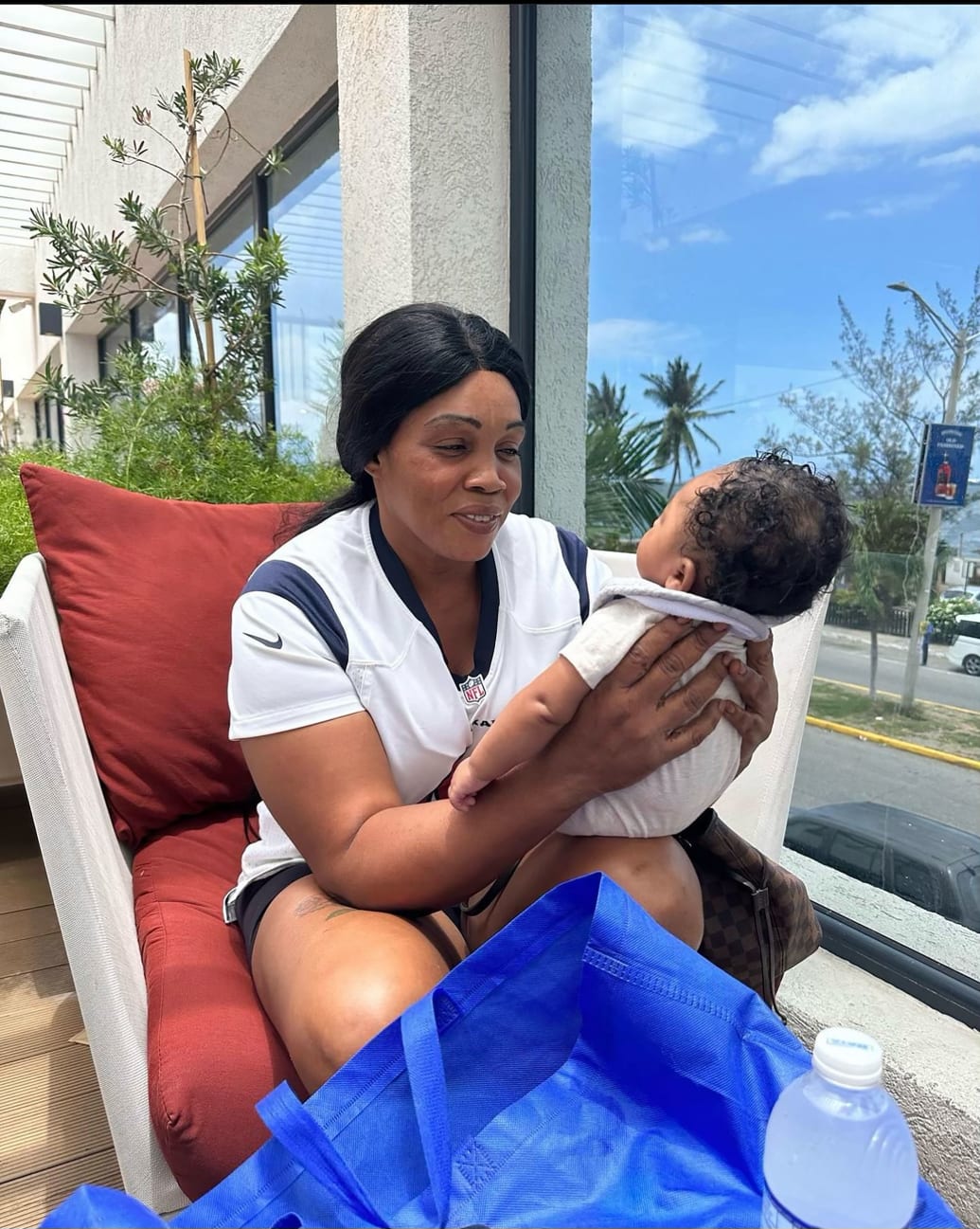 Deon Jones and her grandson in Jamaica.