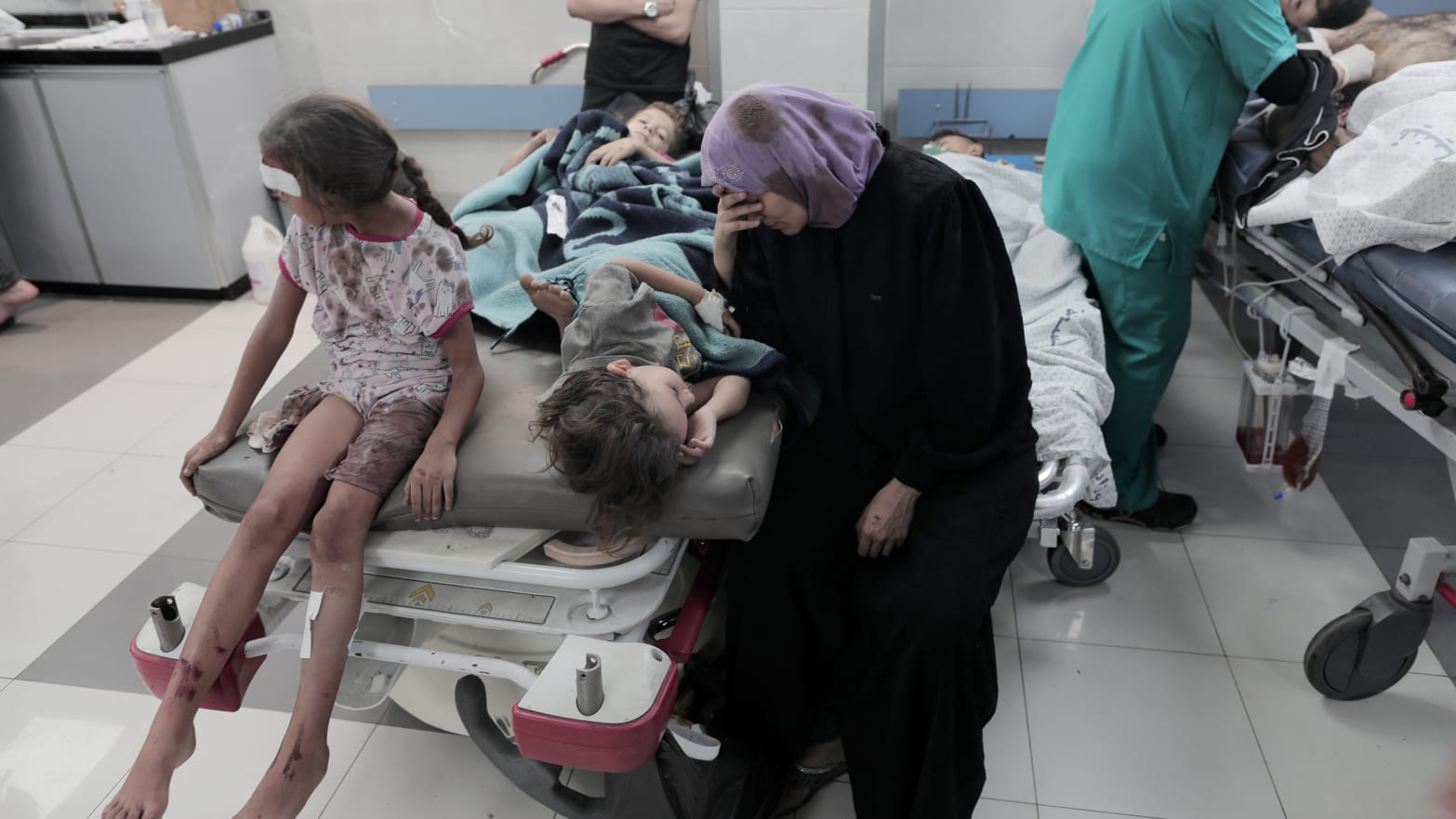 Devastated Gazans at a hospital