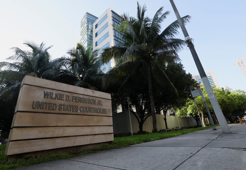 Sign outside the federal courthouse in Miami.