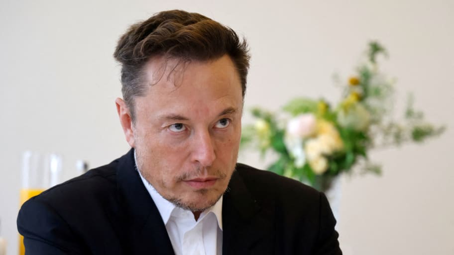 Electric car maker Tesla CEO Elon Musk meets with French Minister for the Economy and Finances Bruno Le Maire.