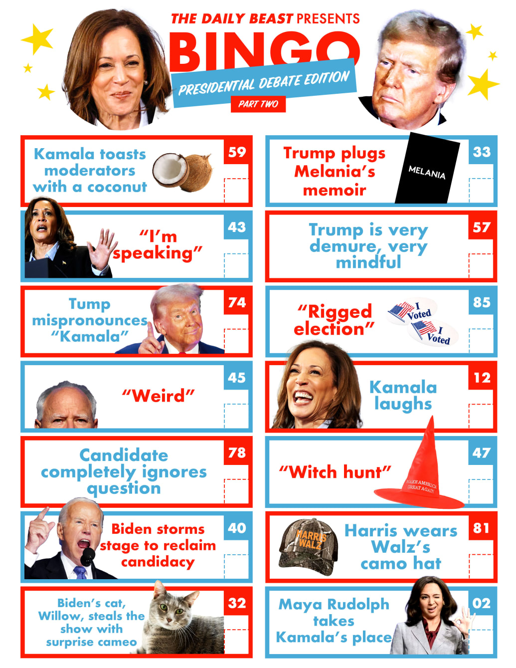 presidential debate bingo