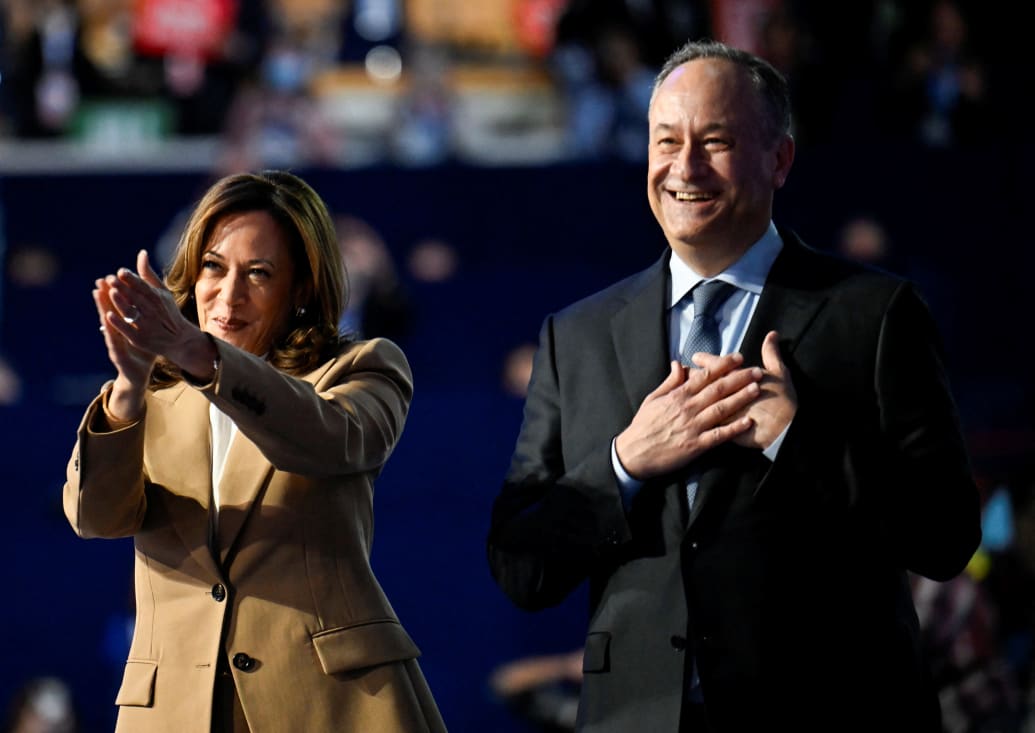 Kamala Harris and Doug Emhoff at the Democratic National Convention in Chicago, Illinois, U.S. August 19, 2024.