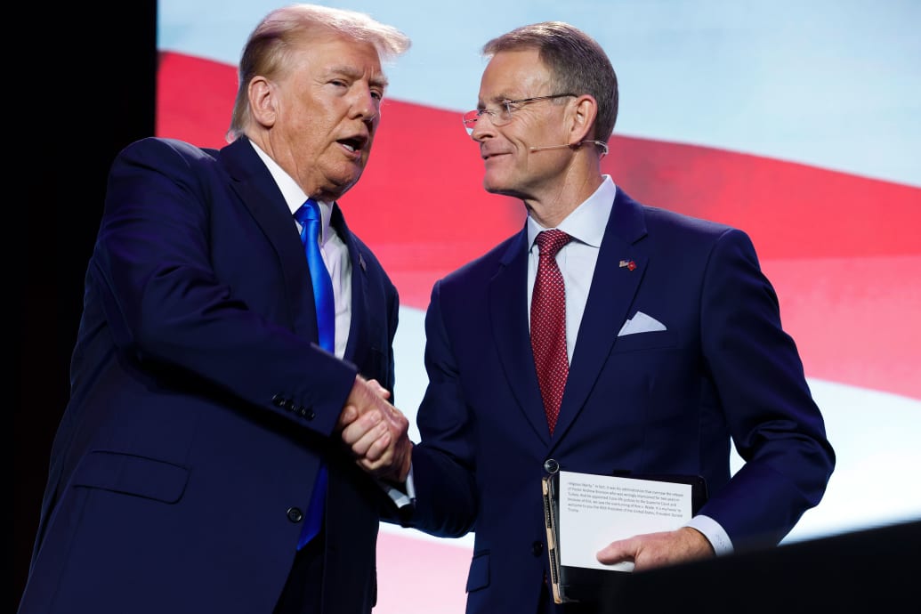 Donald Trump and Tony Perkins at the Pray Vote Stand Summit.
