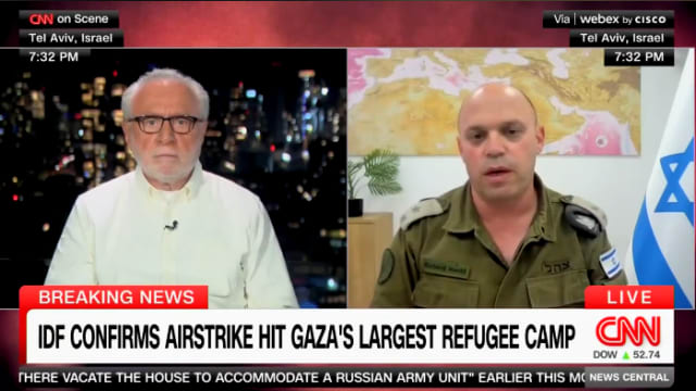 Wolf Blitzer interviews an IDF spokesperson over a bombing in Gaza.