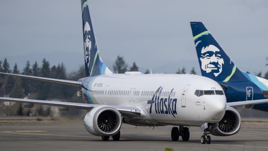 An Alaska Airlines Boeing 737 MAX 9 taxis at Seattle-Tacoma International Airport on March 25, 2024 in Seattle, Washington.