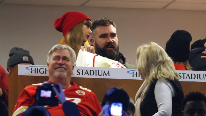 Taylor Swift and Jason Kelce attend Travis Kelce’s game against the Buffalo Bills.
