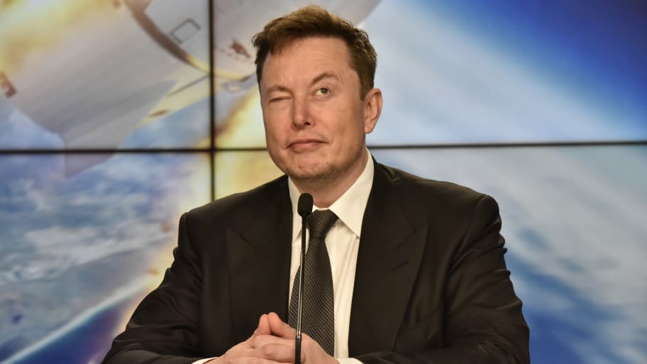 Elon Musk reacts at a post-launch news conference to discuss the SpaceX Crew Dragon astronaut capsule in-flight abort test at the Kennedy Space Center in Cape Canaveral, Florida, U.S. January 19, 2020.