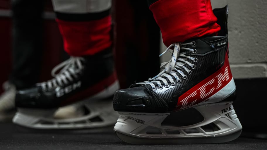Detail view of ice hockey skates. A Russian national—identified as Maksim S., according to reports—who played for Poland’s major league ice hockey has been charged with spying on behalf of Moscow.