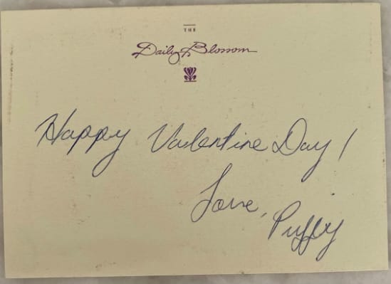 A Valentine’s Day note Diddy allegedly sent to April Lampros.
