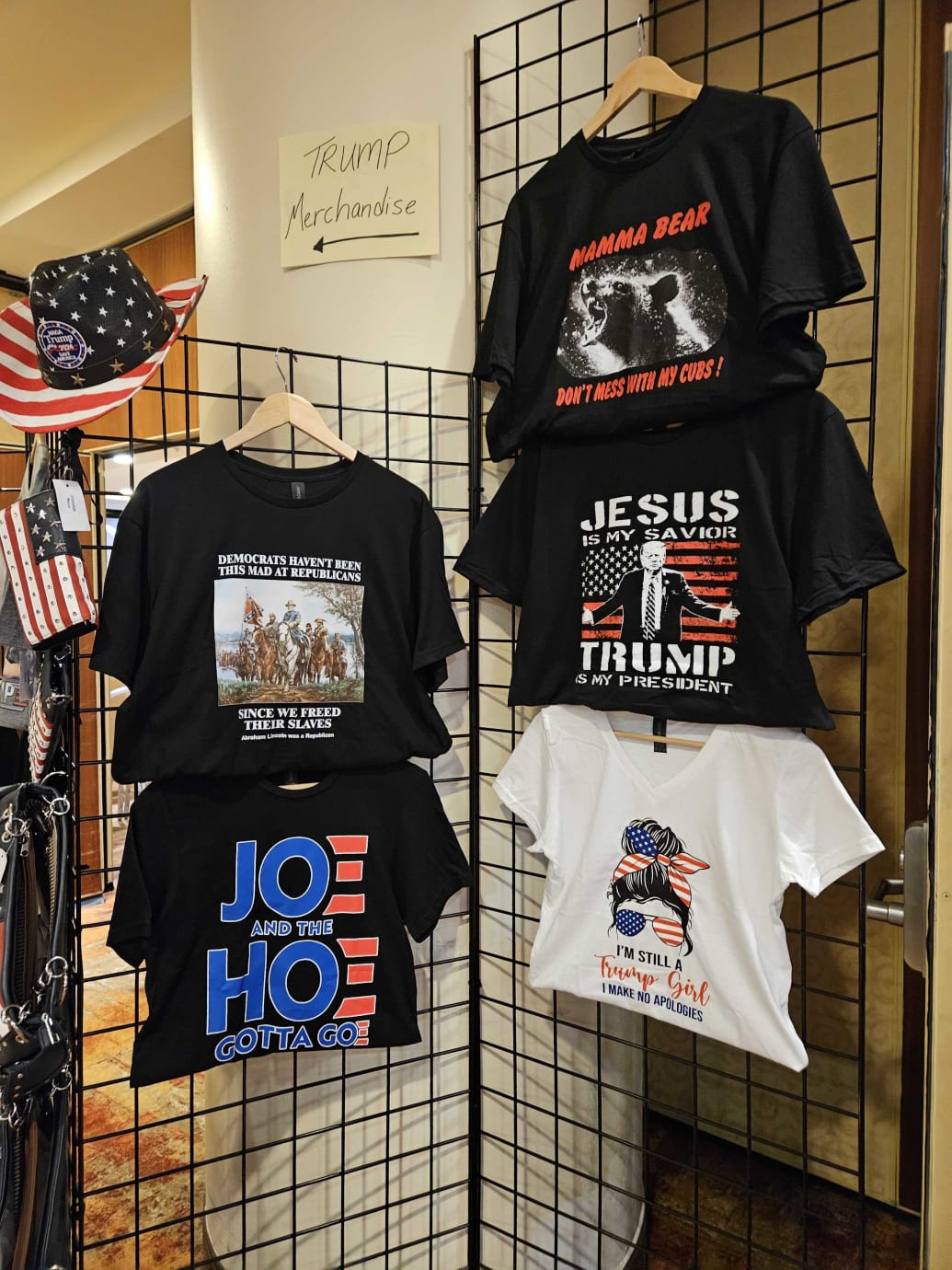 Merchandise at the Moms for Liberty summit in Philly included T-shirts about Jesus, Trump, and Joe Biden. 