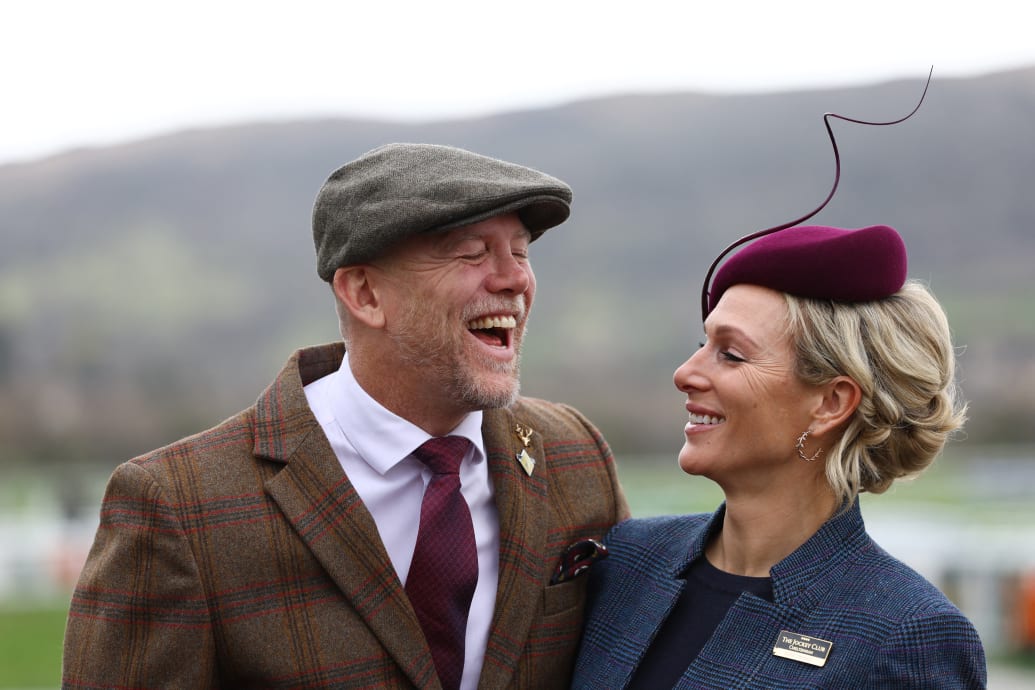 Zara Tindall and her husband Mike Tindall are pictured at Cheltenham Racecourse during the Cheltenham Festival, March 2023.