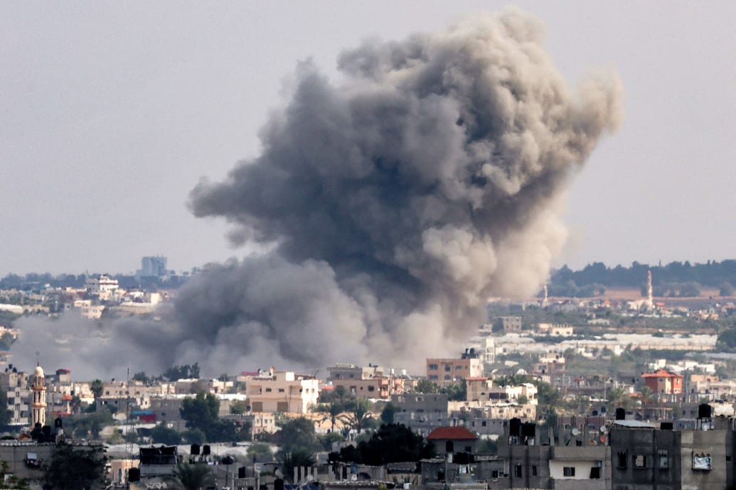 A photo including Smoke in Rafah in the Southern Gaza Strip