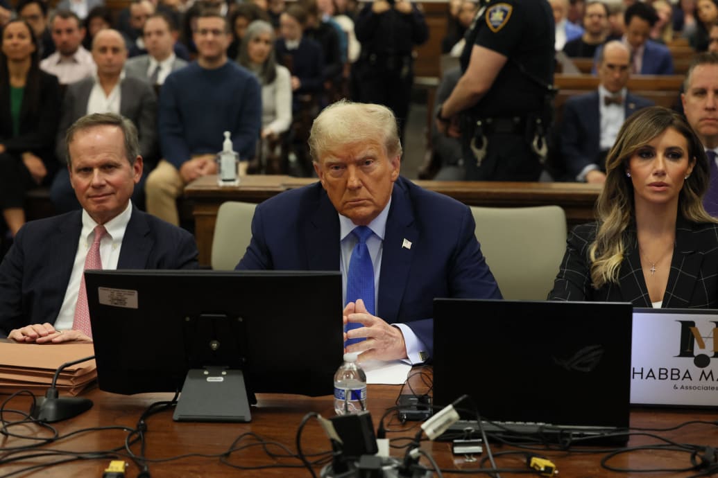 Former US President Donald Trump prepares to testify during his trial at New York State Supreme Court.