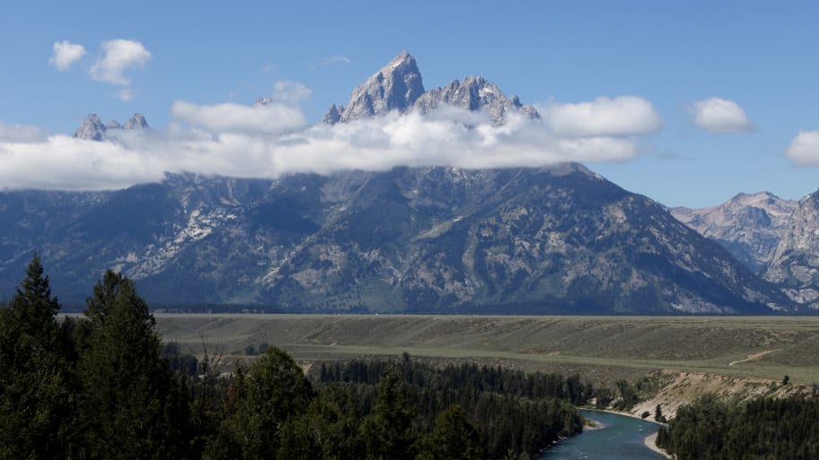 A picture of mountains in Grand Teton National Park in Wyoming. Hiker Joy Cho plummeted to her death on Friday while hiking the Teewinot Mountain.