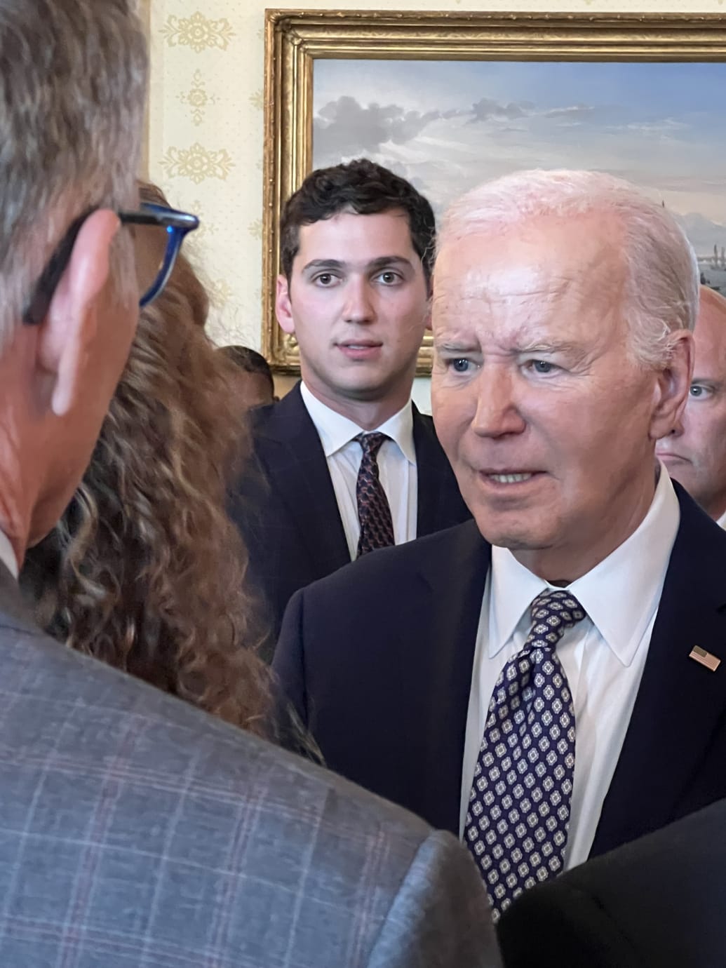 Joe Biden with the impressionist Matt Friend behind him