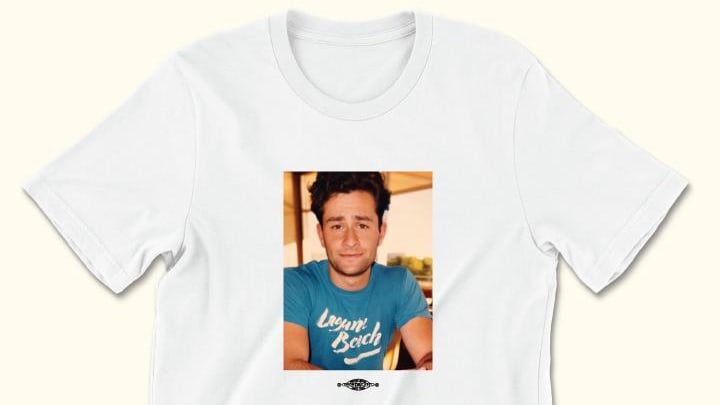 A T-shirt with an old photo of Doug Emhoff on it.