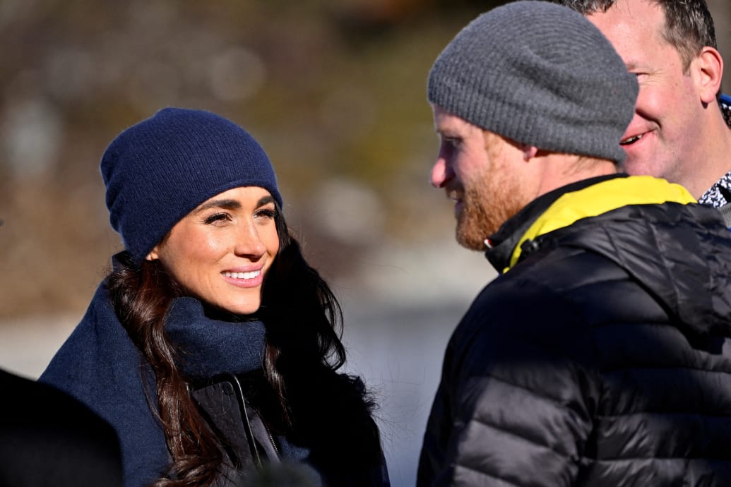 Britain's Prince Harry, Duke of Sussex and his wife Meghan, Duchess of Sussex visit the Whistler Sliding Centre during the training camp for the Invictus Games Vancouver Whistler 2025 in Whistler, British Columbia, Canada February 15, 2024.