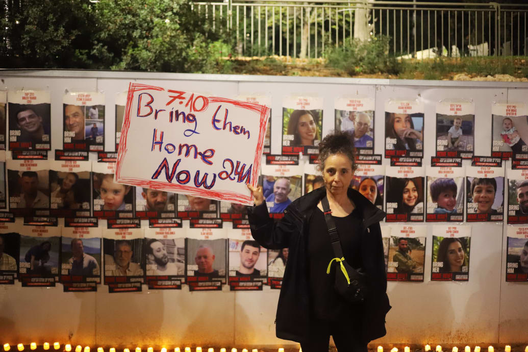 A photograph of a protestor in Israel.