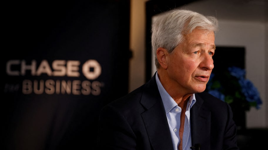 Jamie Dimon, Chairman of the Board and Chief Executive Officer of JPMorgan Chase & Co., pauses as he speaks during an interview with Reuters in Miami, Florida, U.S., February 8, 2023. 