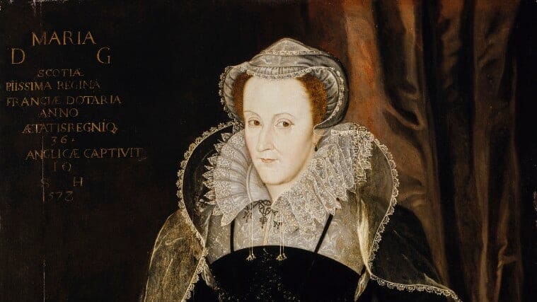 A portrait of Mary I, Queen of Scots.