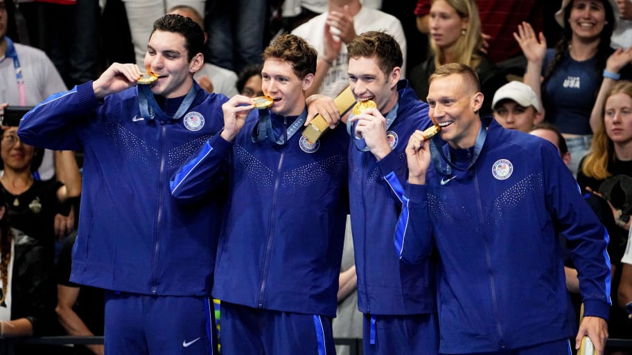 Jack Alexy, Chris Guiliano, Hunter Armstrong and Caeleb Dressel