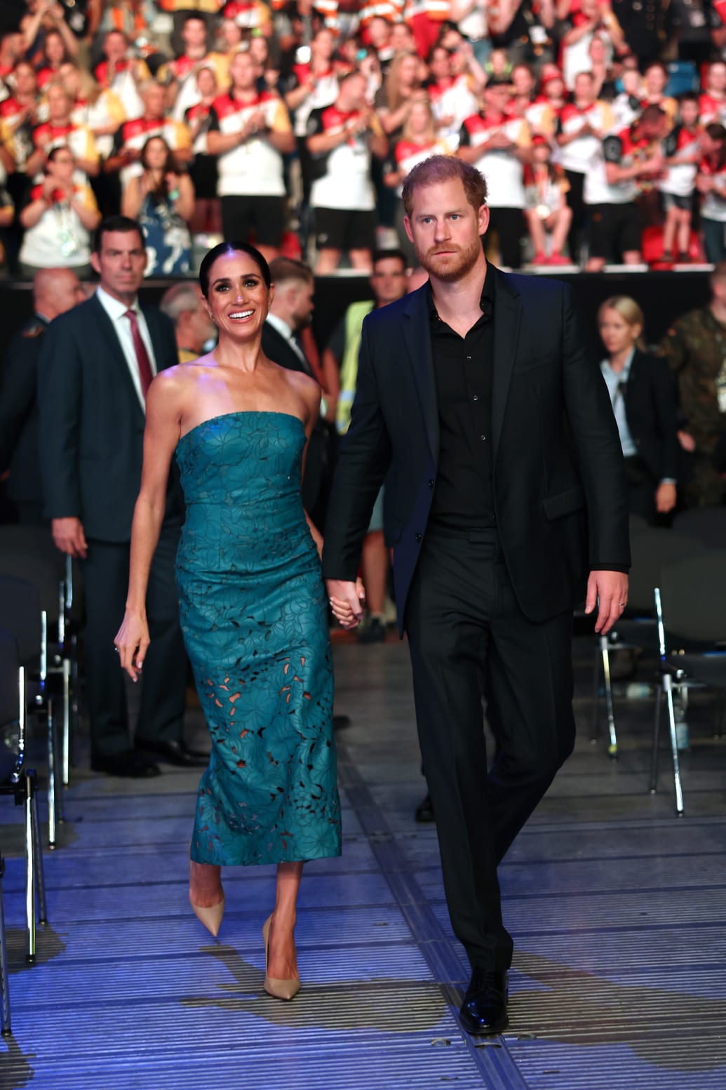 Prince Harry, Duke of Sussex, and Meghan, Duchess of Sussex attend the closing ceremony of the Invictus Games Düsseldorf 2023 at Merkur Spiel-Arena on September 16, 2023 in Dusseldorf, Germany.