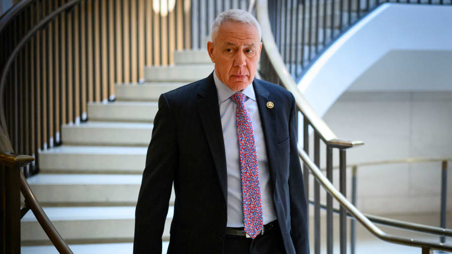 US Rep. Ken Buck, R-CO, arrives for an intelligence briefing by National Security Advisor Jake Sullivan in the US Capitol in Washington, DC, on February 15, 2024.
