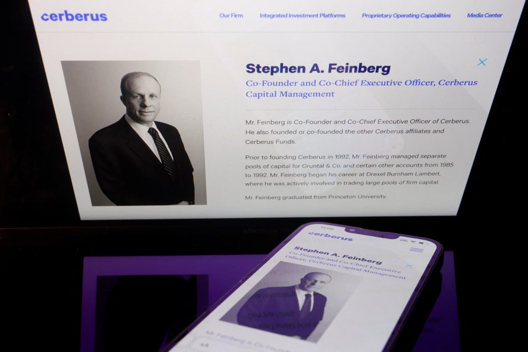 Stephen Feinberg, co-founder and co-chief executive officer of Cerberus, is seen on the company website.