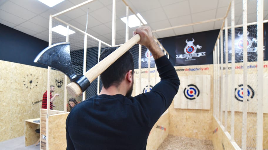 Axe throwing room in France.
