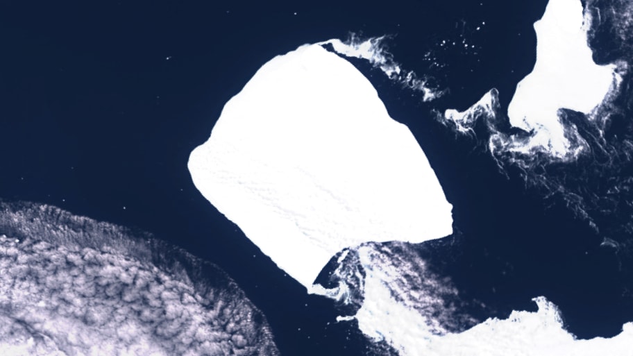 A satellite image of the world’s largest iceberg, named A23a.
