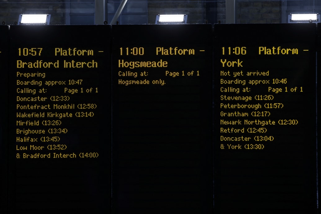 A departure time for the Hogwarts Express is displayed on the departures board at King’s Cross Station in London on September 1, 2023.