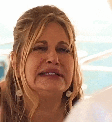 A gif of Jennifer Coolidge in The White Lotus.