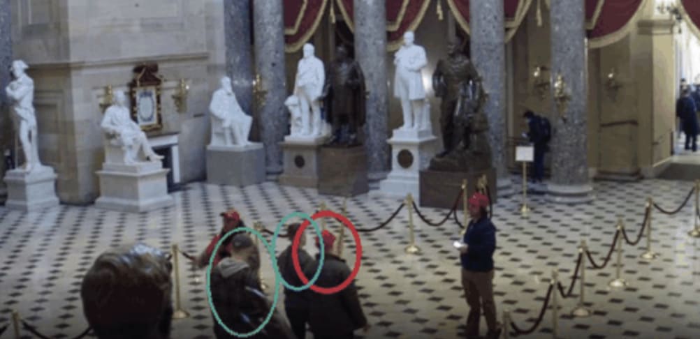 An image of the three alleged suspects inside the Capitol building on Jan. 6.