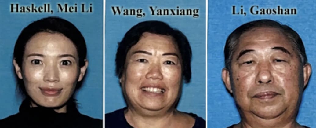 Side-by-side headshots of Mei Lei Haskell and her parents, Yanxiang Wang and Gaoshan Li.