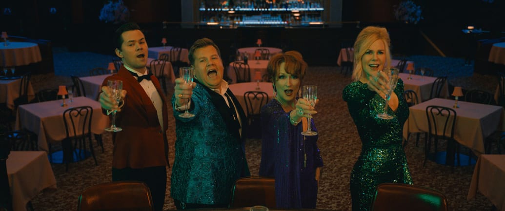 A picture of Andrew Rannels, James Corden, Meryl Streep and Nicole Kidman in ‘The Prom’