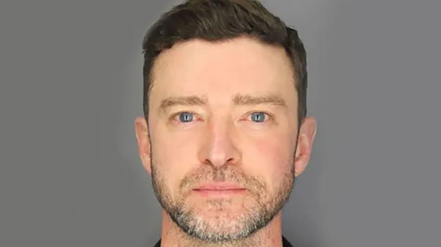 In this handout image provided by the Sag Harbor Police Department, Timberlake is seen in a booking photo on June 18, 2024 in Sag Harbor, New York. 