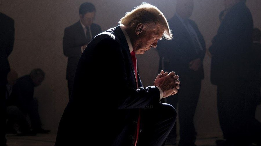 AI photo of Donald Trump kneeling and praying