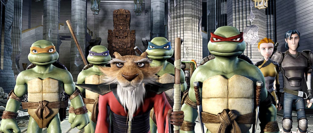 A picture from ‘TMNT’ shows the turtles with Splinter