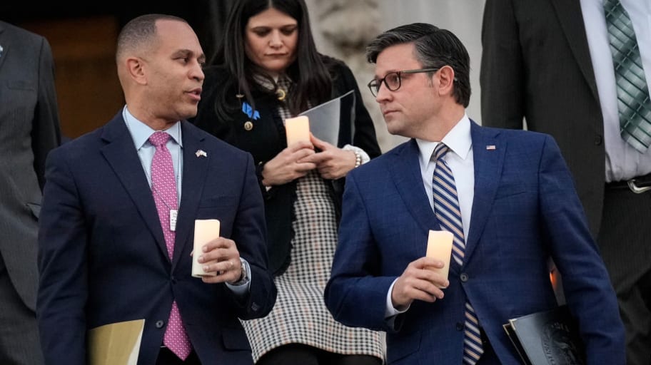 House Minority Leader Hakeem Jeffries (D-NY) and U.S. Speaker of the House Mike Johnson.