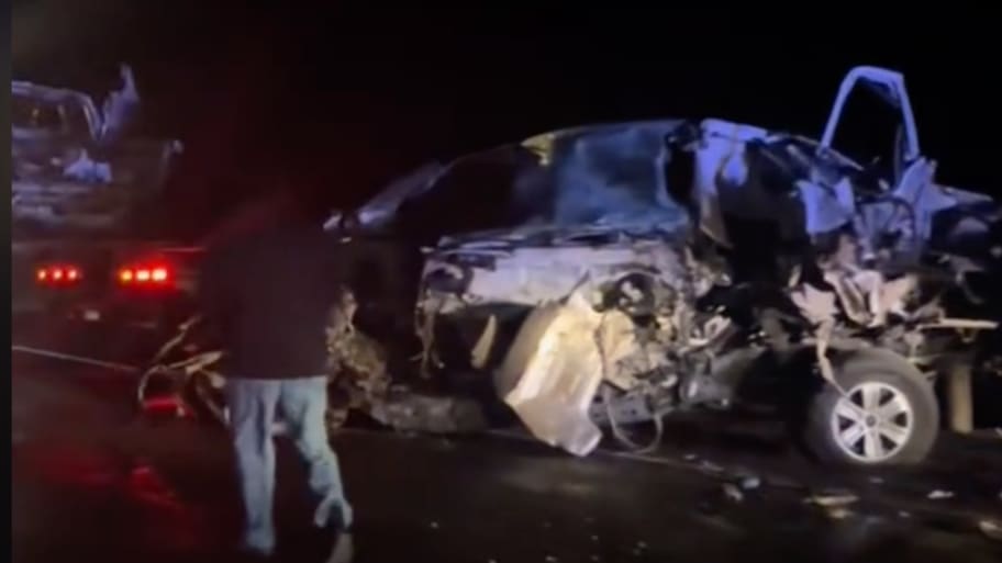 car wreckage following Laura Lynch's crash