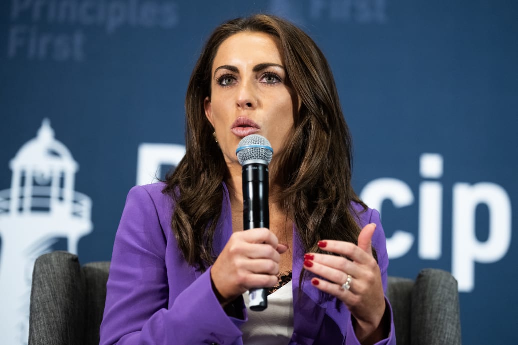Alyssa Farah Griffin, a former White House aide in the Trump administration, speaks during The Principles First 2024 Summit.